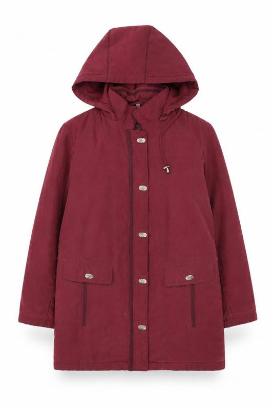 Anna Rose Women's Red Parka Coat Hooded Mid-Length Size S