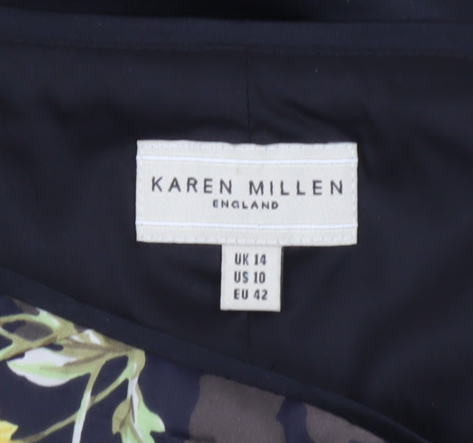 Karen Millen Women’s Multicoloured Floral Knee Length Pencil Skirt UK 14