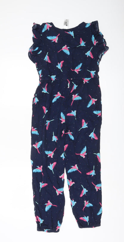 C&A Girls Blue Bird Print Sleeveless Jumpsuit Size 18 Plus Viscose