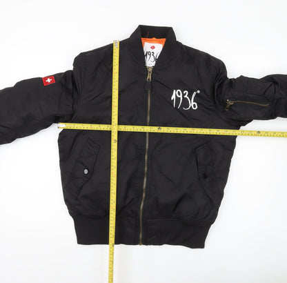 1936 Men’s Black Bomber Jacket Size S Nylon Casual