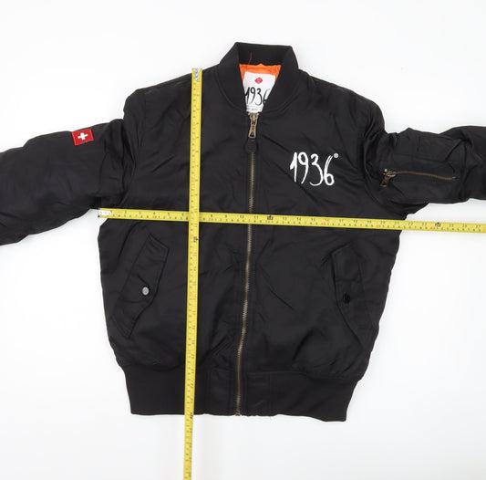 1936 Men’s Black Bomber Jacket Size S Nylon Casual