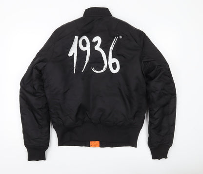 1936 Men’s Black Bomber Jacket Size S Nylon Casual