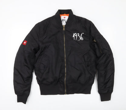 1936 Men’s Black Bomber Jacket Size S Nylon Casual