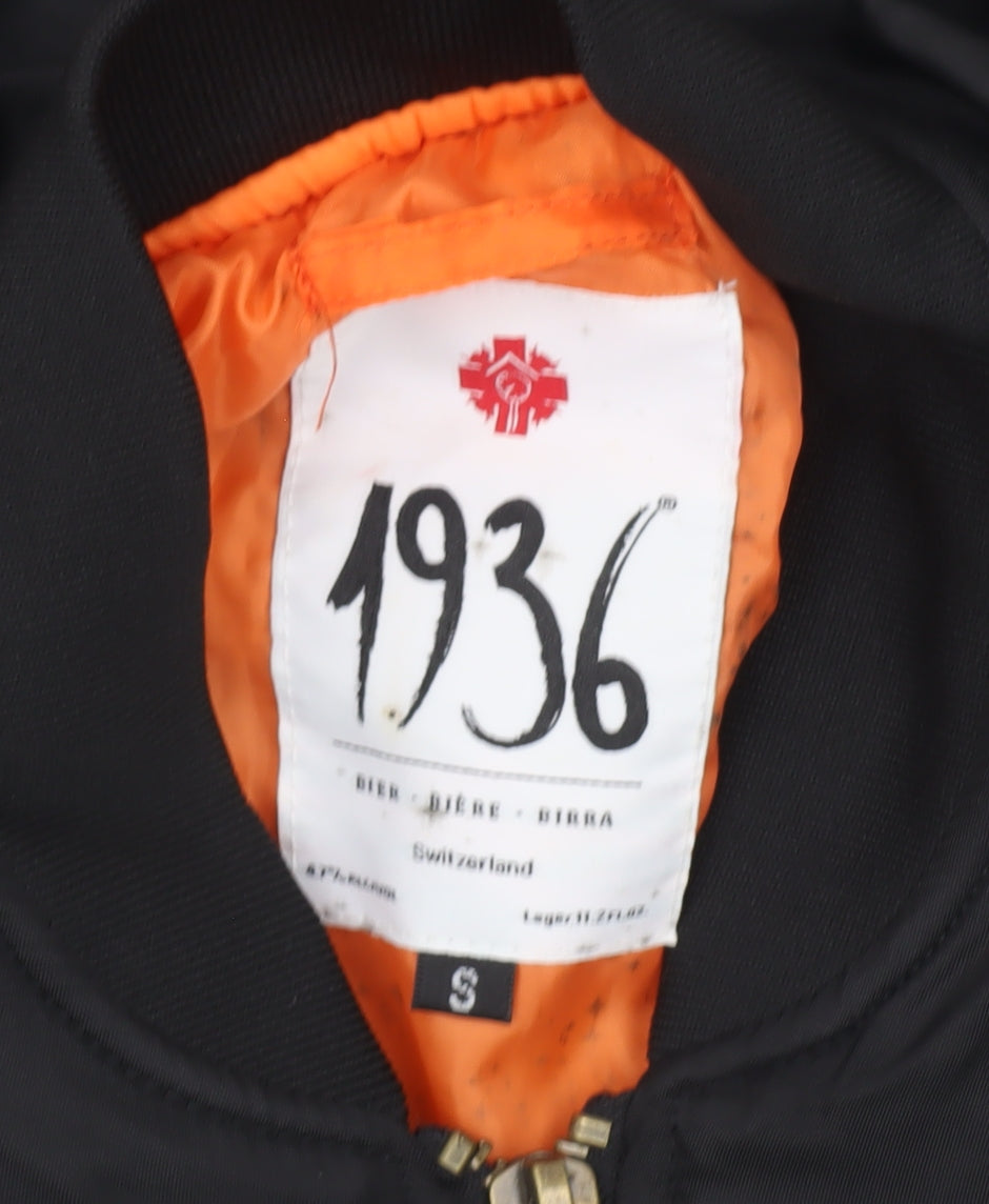 1936 Men’s Black Bomber Jacket Size S Nylon Casual