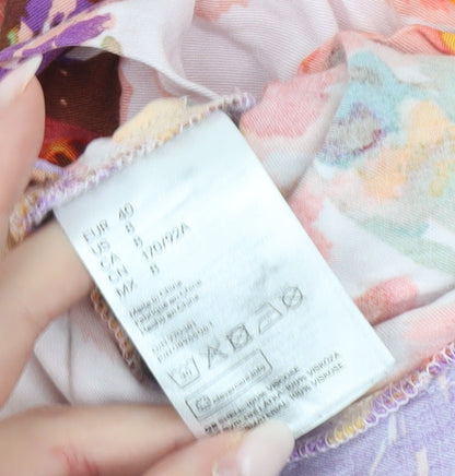 H&M Womens Multicoloured Floral Wide-Leg Jumpsuit Size 12