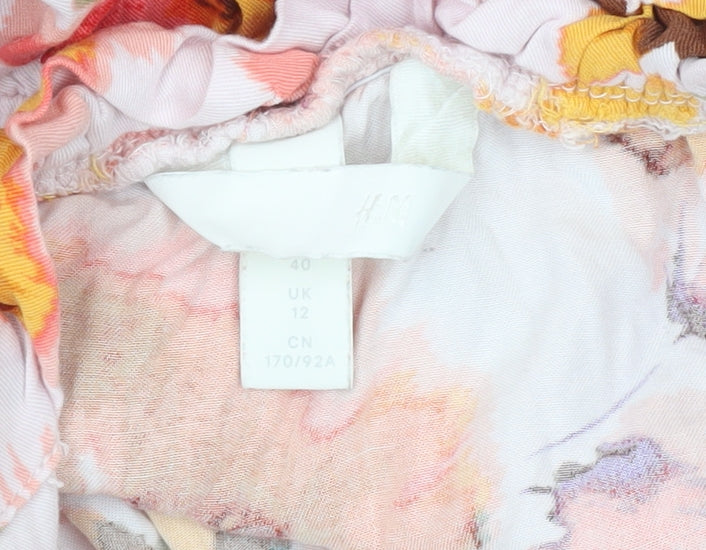 H&M Womens Multicoloured Floral Wide-Leg Jumpsuit Size 12