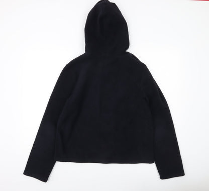 DKNY Womens Black Pullover Hoodie Fleece Sweatshirt Size L