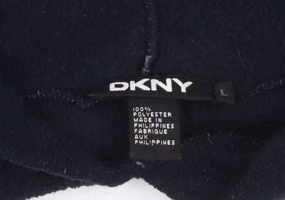 DKNY Womens Black Pullover Hoodie Fleece Sweatshirt Size L