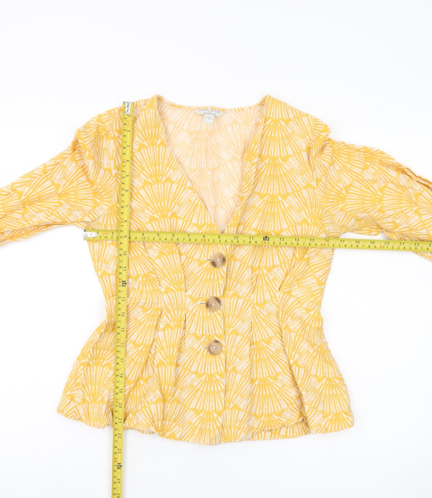 Womens UK Size 8 Monsoon Yellow Tunic Blouse