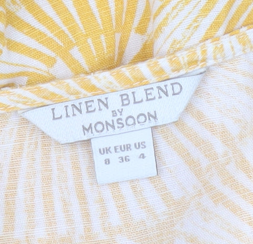Womens UK Size 8 Monsoon Yellow Tunic Blouse