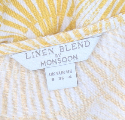 Womens UK Size 8 Monsoon Yellow Tunic Blouse