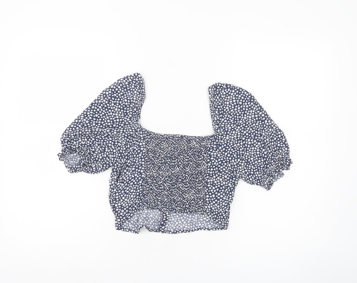 Womens UK Size 8 Superdry Blue Cropped Blouse