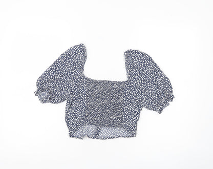 Womens UK Size 8 Superdry Blue Cropped Blouse