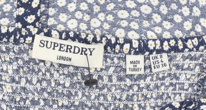 Womens UK Size 8 Superdry Blue Cropped Blouse