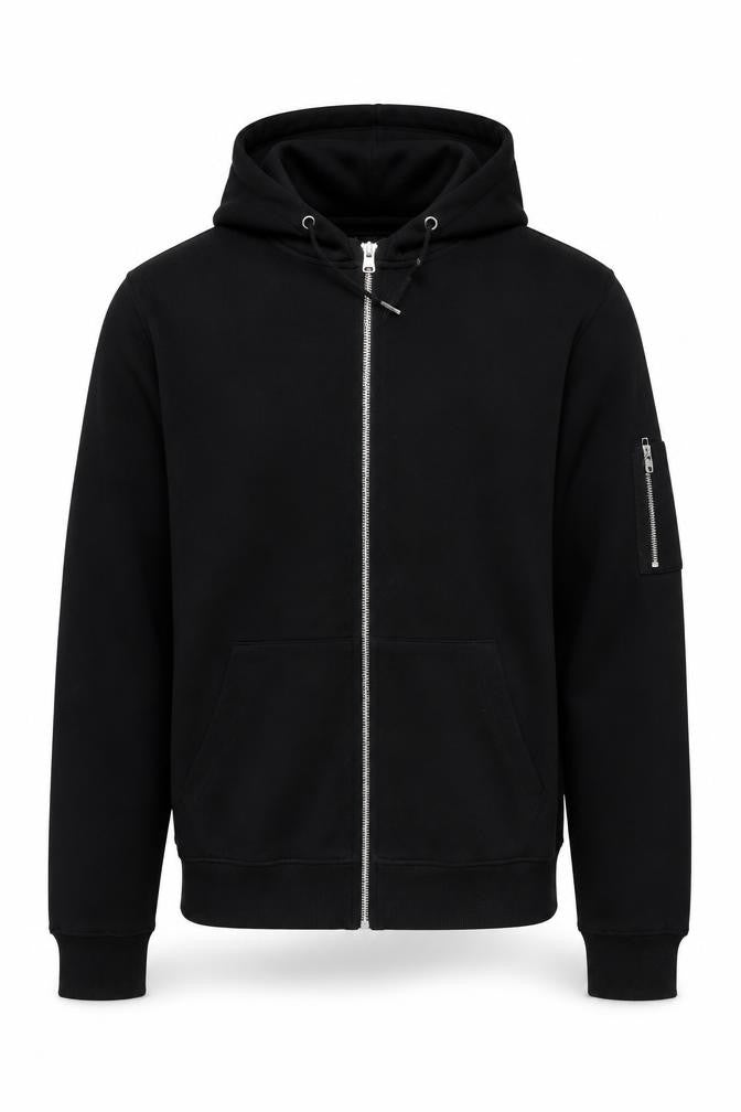 Mens UK Size M boohooMAN Black Full Zip Hoodie