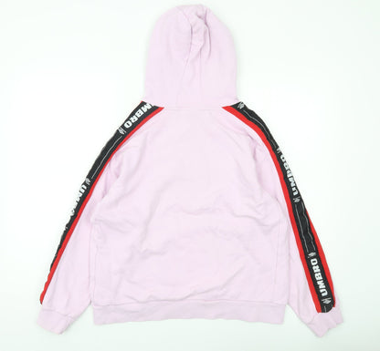Umbro Womens Pink Pullover Hoodie L Logo Sportswear Cotton
