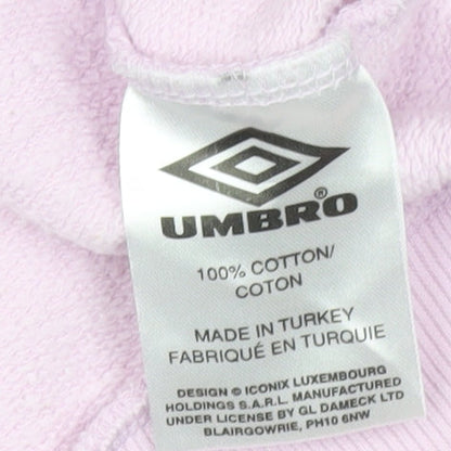 Umbro Womens Pink Pullover Hoodie L Logo Sportswear Cotton