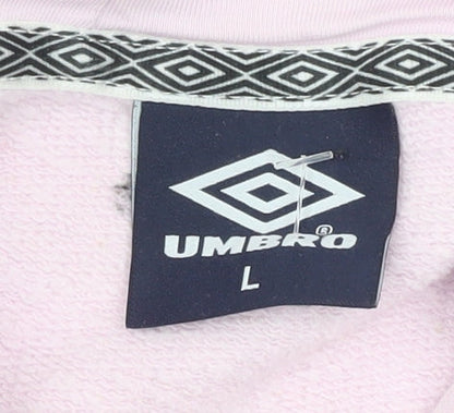 Umbro Womens Pink Pullover Hoodie L Logo Sportswear Cotton
