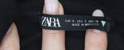 Womens UK Size S Zara Black Basic Blouse