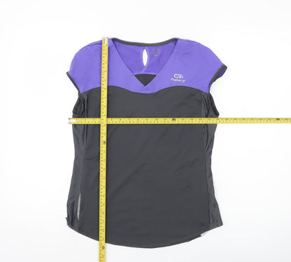 Kalenji Womens Purple Black 2XS Running T-Shirt Athletic Fit