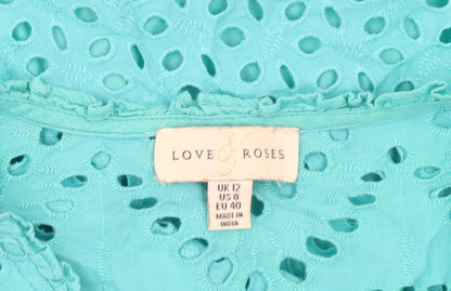 Womens UK Size 12 Love & Roses Green Tunic Blouse