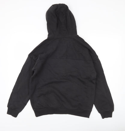 Marks and Spencer Boys Black Hoodie 12-13 Yrs Regular Fit Pullover