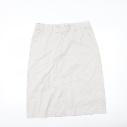 Marks and Spencer Women Beige Size 12 Pencil Skirt Cotton Blend