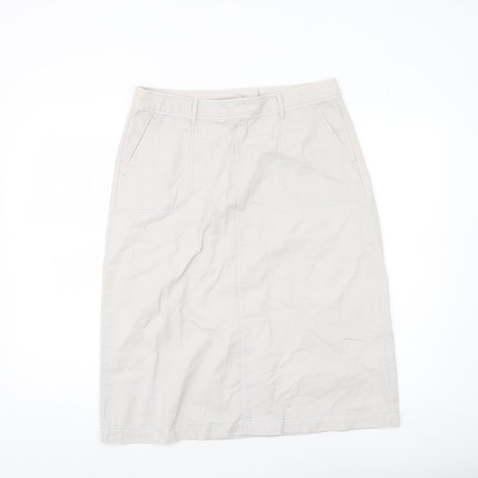 Marks and Spencer Women Beige Size 12 Pencil Skirt Cotton Blend