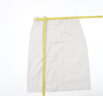 Marks and Spencer Women Beige Size 12 Pencil Skirt Cotton Blend