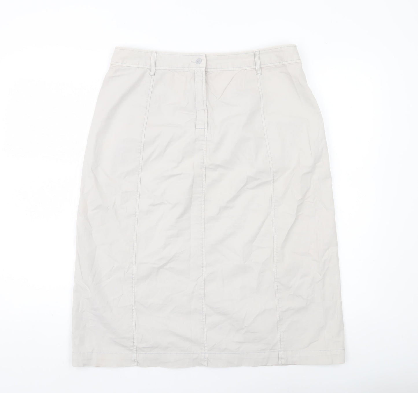 Marks and Spencer Women Beige Size 12 Pencil Skirt Cotton Blend