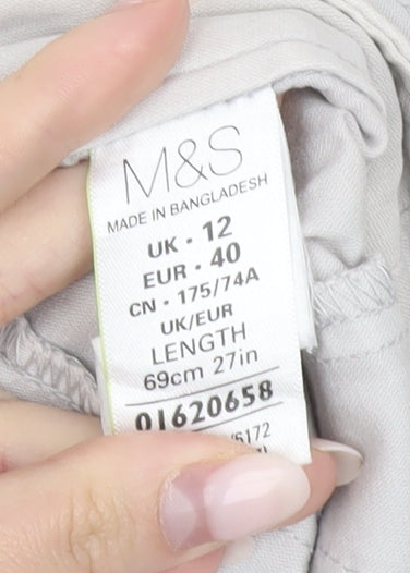 Marks and Spencer Women Beige Size 12 Pencil Skirt Cotton Blend