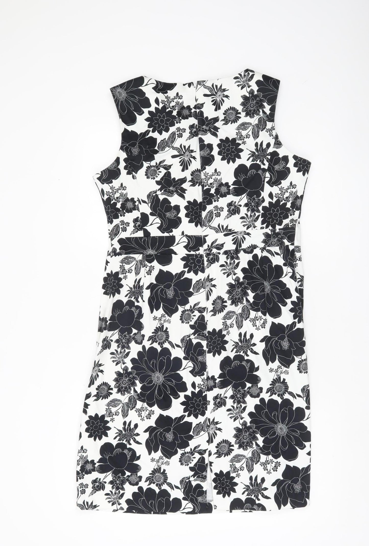 F&F Women’s Black White Floral Sheath Dress Size 16 Knee Length