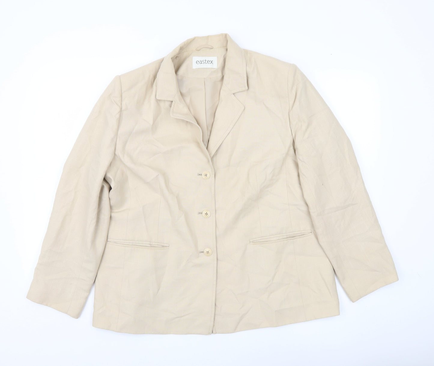 Eastex Women's Beige Size 16 Regular Fit Single Breasted Blazer