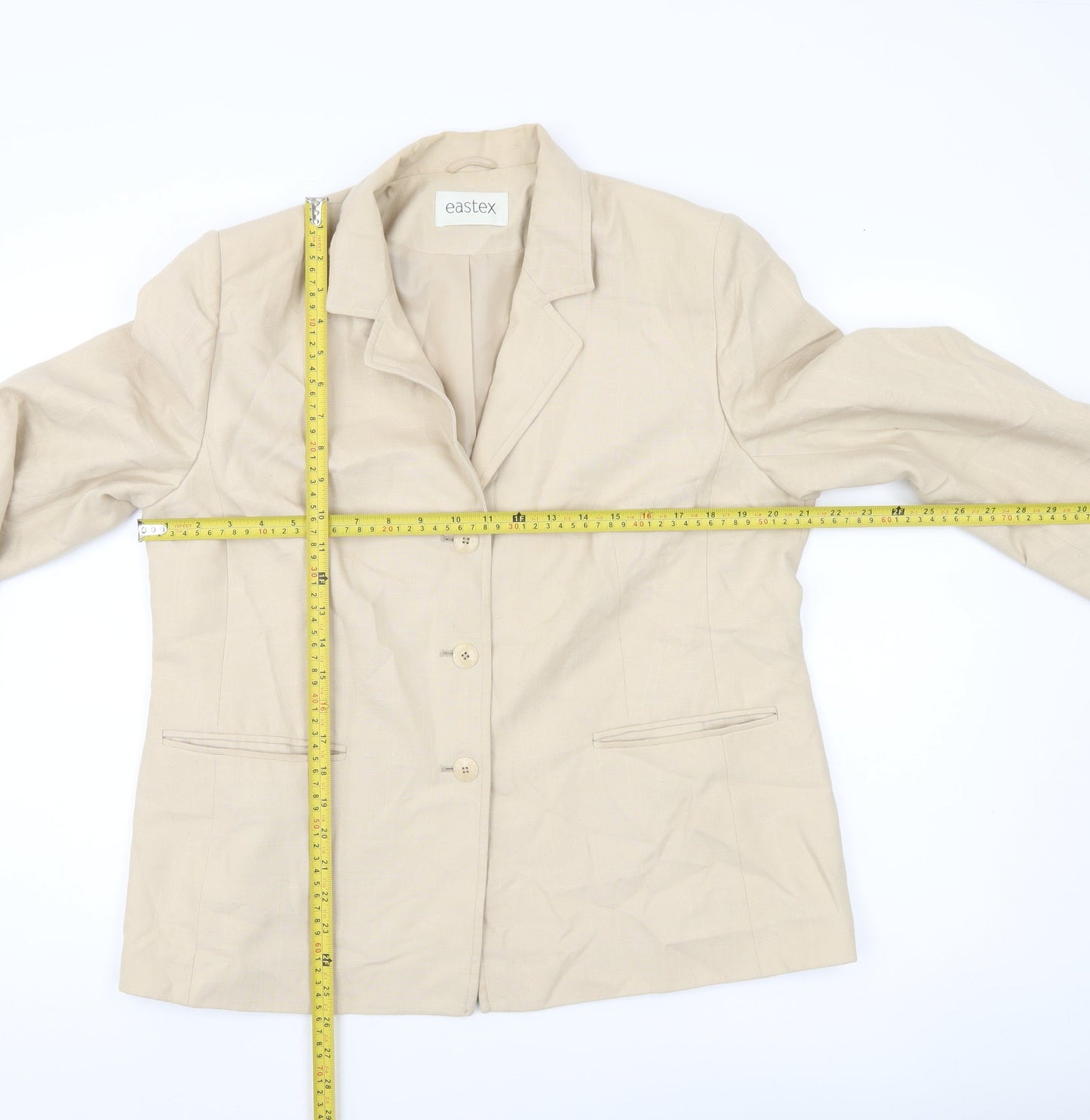 Eastex Women's Beige Size 16 Regular Fit Single Breasted Blazer