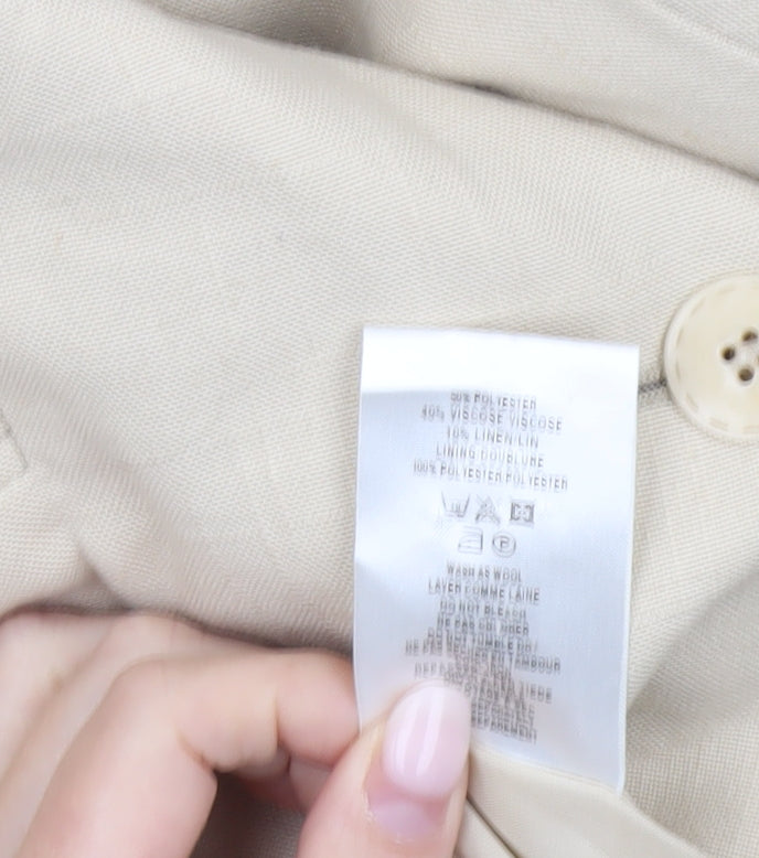 Eastex Women's Beige Size 16 Regular Fit Single Breasted Blazer