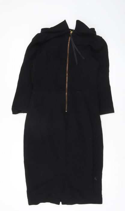 Boden Women Black Sheath Knee Length Dress Size 10 3/4 Sleeve Lined