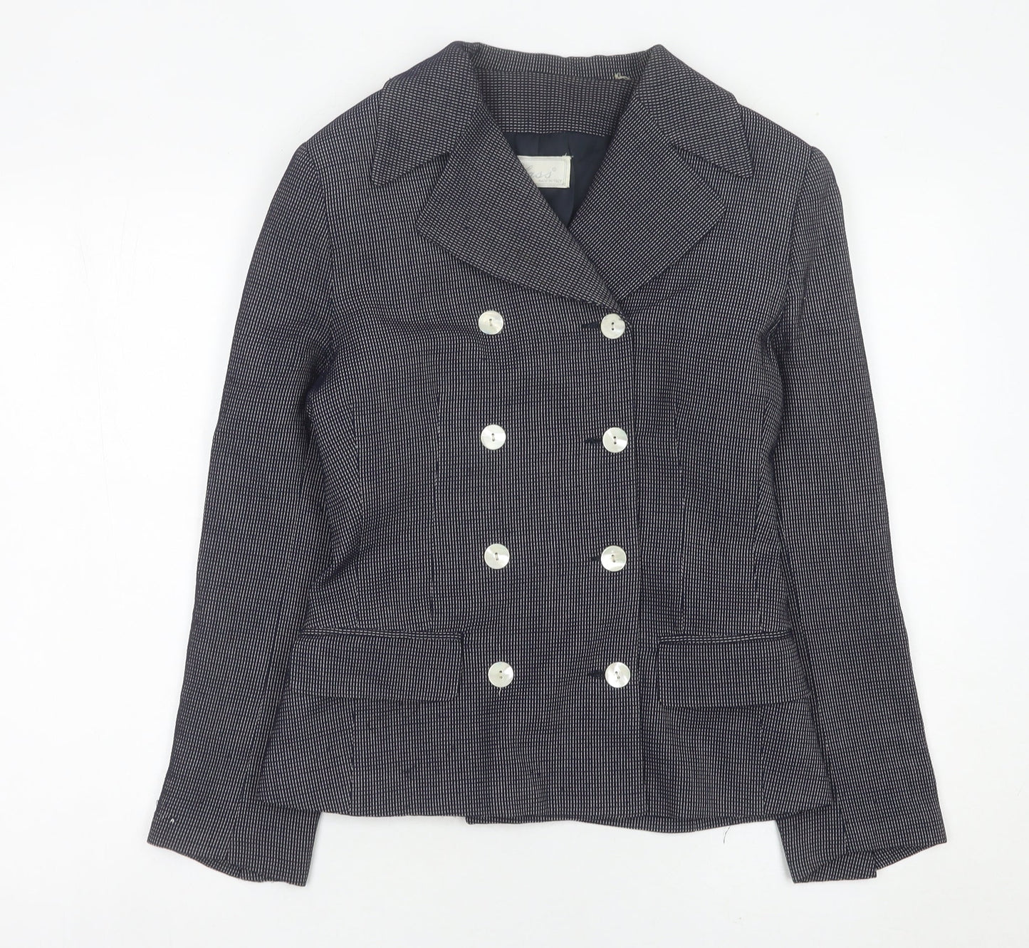 Class Womens Blue Size 12 Double-Breasted Wool Suit Jacket