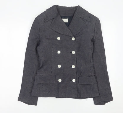 Class Womens Blue Size 12 Double-Breasted Wool Suit Jacket