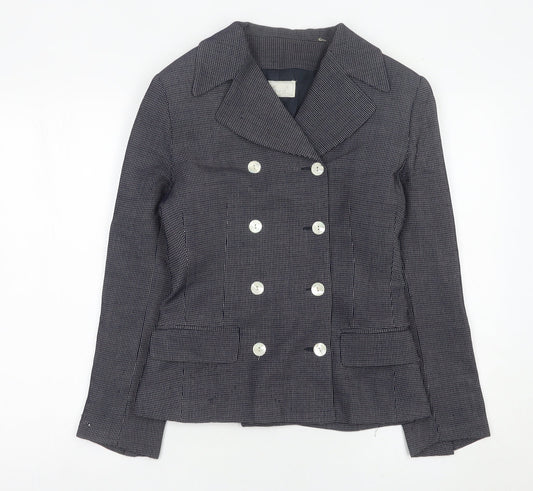 Class Womens Blue Size 12 Double-Breasted Wool Suit Jacket