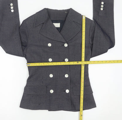 Class Womens Blue Size 12 Double-Breasted Wool Suit Jacket