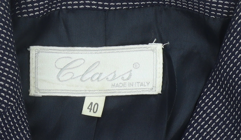 Class Womens Blue Size 12 Double-Breasted Wool Suit Jacket