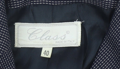 Class Womens Blue Size 12 Double-Breasted Wool Suit Jacket