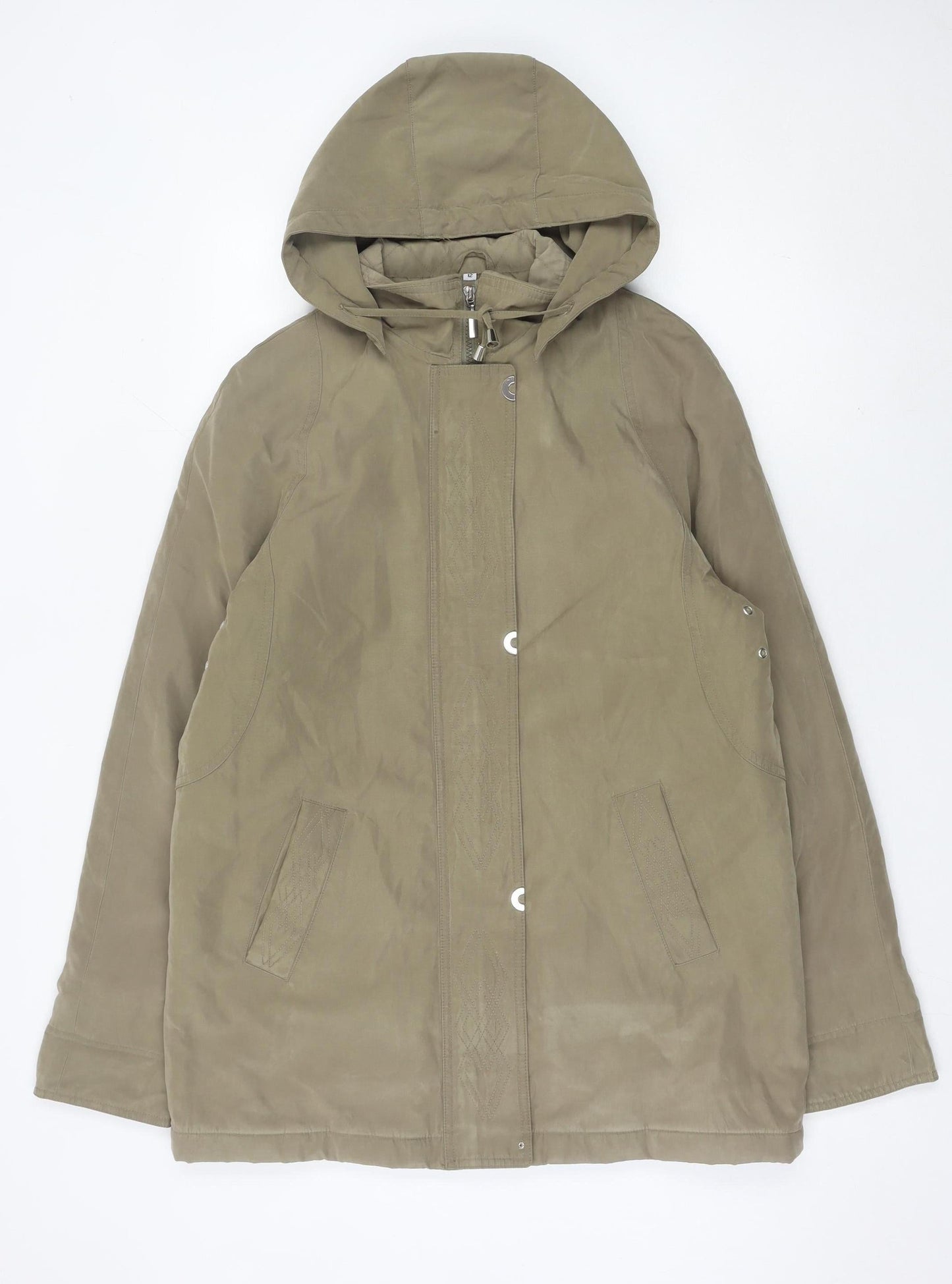 Classics Womens Brown Size 12 Mid-Length Hooded Parka Jacket