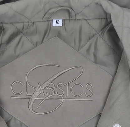 Classics Womens Brown Size 12 Mid-Length Hooded Parka Jacket