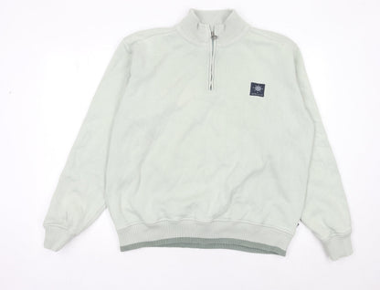 Quba & Co Men’s Green Quarter Zip Sweatshirt Size L Mock Neck