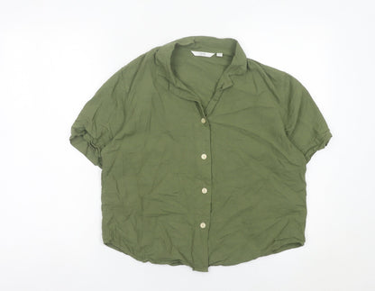 Womens UK Size XS Uniqlo Green Basic Button-Up