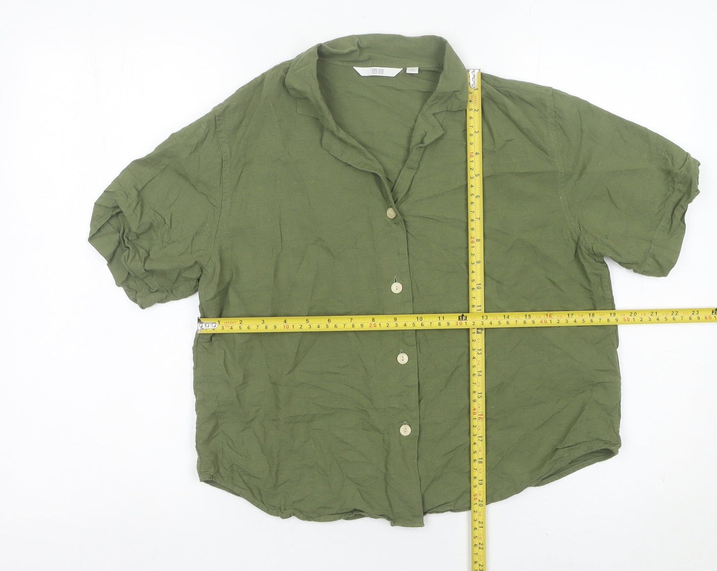 Womens UK Size XS Uniqlo Green Basic Button-Up