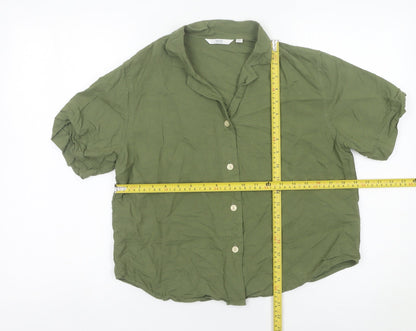Womens UK Size XS Uniqlo Green Basic Button-Up