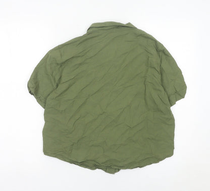 Womens UK Size XS Uniqlo Green Basic Button-Up