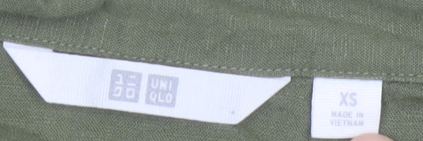 Womens UK Size XS Uniqlo Green Basic Button-Up